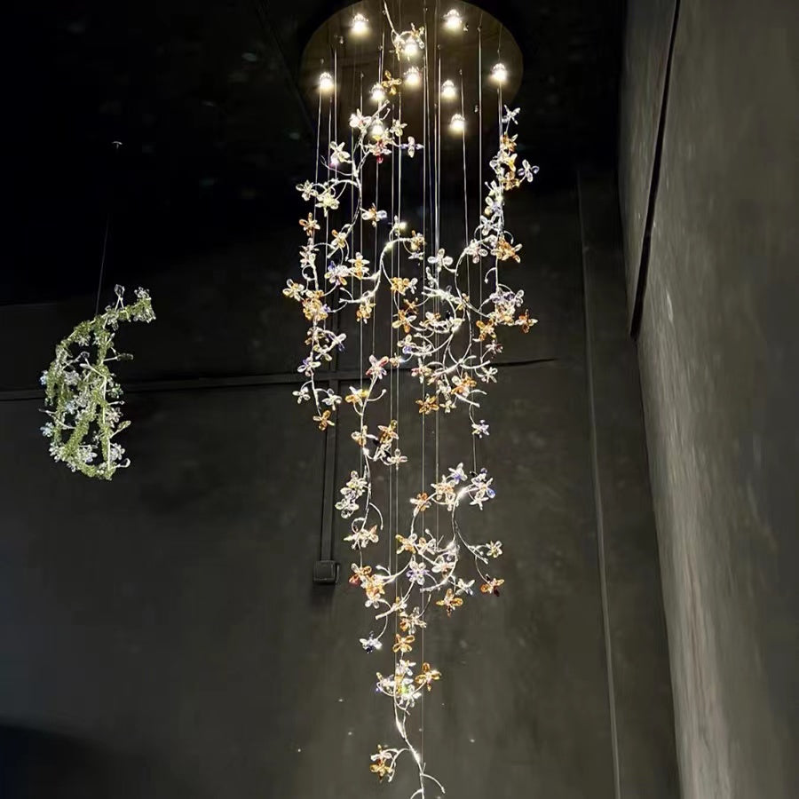 Luxury Branch Flower Crystal Chandelier for High-ceiling/Staircase/Foyer/Hallway by Bling Lighting Studio