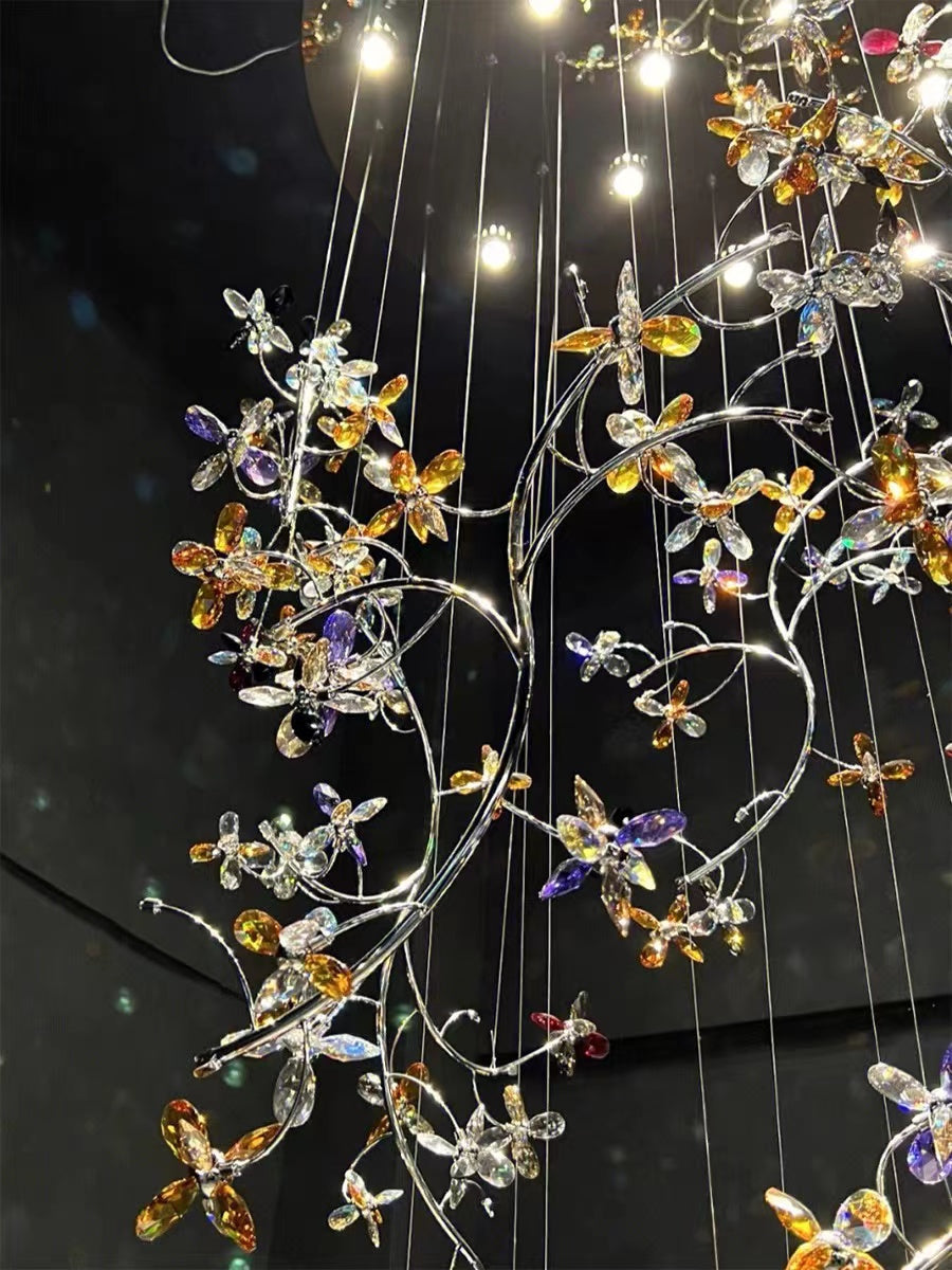 Luxury Branch Flower Crystal Chandelier for High-ceiling/Staircase/Foyer/Hallway by Bling Lighting Studio