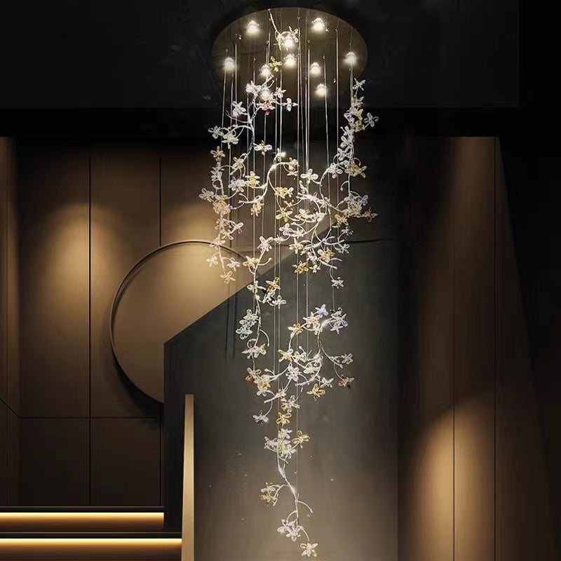 Luxury Branch Flower Crystal Chandelier for High-ceiling/Staircase/Foyer/Hallway by Bling Lighting Studio