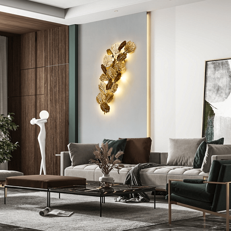Gold Leaf Handmade Branch Wall Sconce detail view