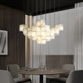 Modern Luxury Alabaster Cubic Round Pendant For Dining Table, Staircase by Bling Lighting Studio