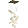 Modern Luxury Alabaster Cubic Round Pendant For Dining Table, Staircase by Bling Lighting Studio