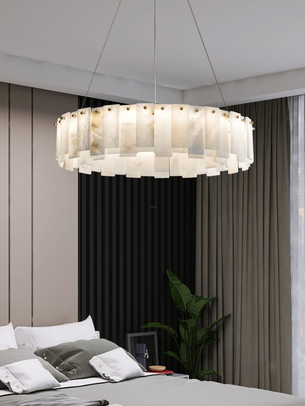 Halos Alabaster Round/Square Chandelier by Bling Lighting Studio
