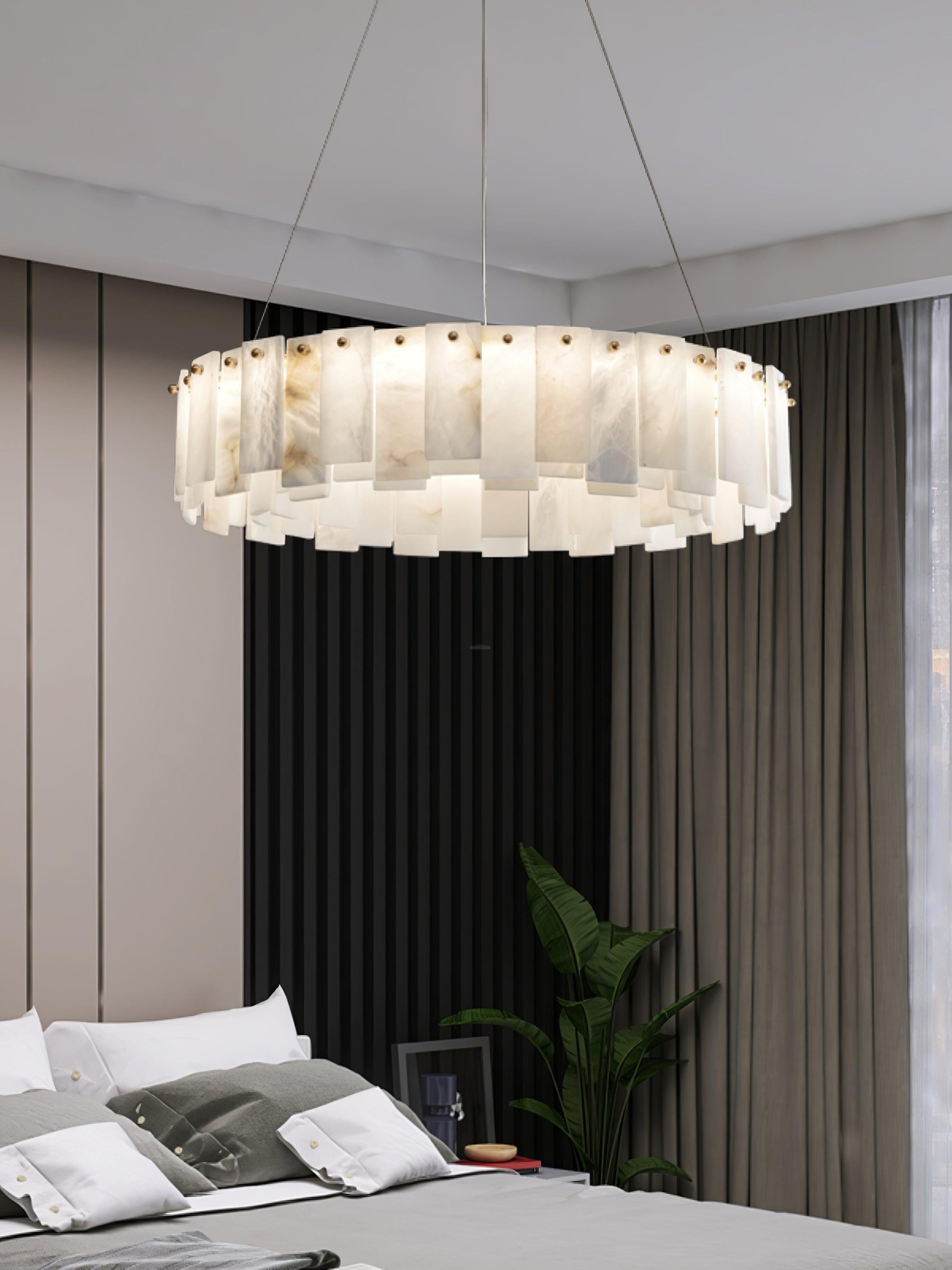Halos Alabaster Round/Square Chandelier by Bling Lighting Studio