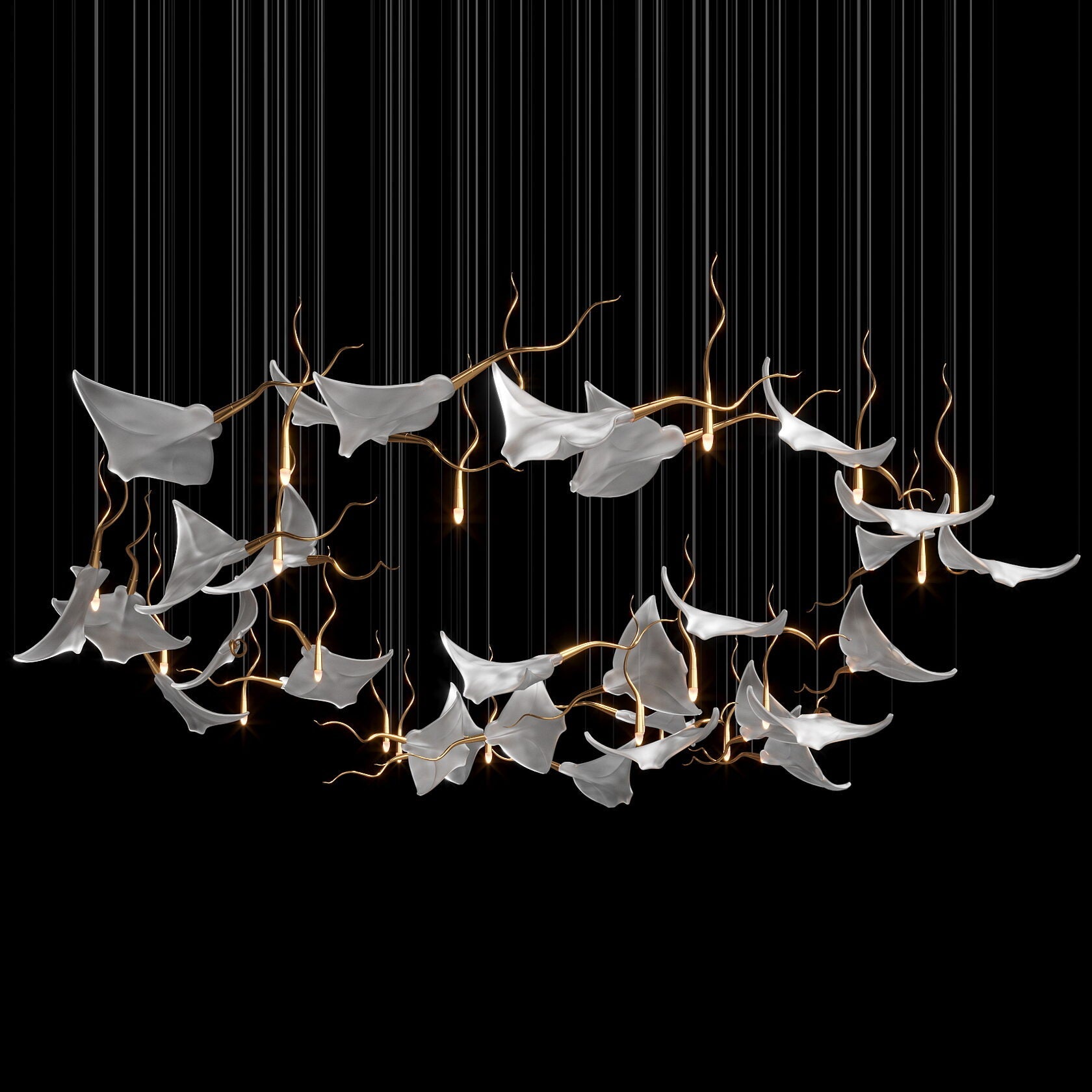 White Manta Branch Chandelier