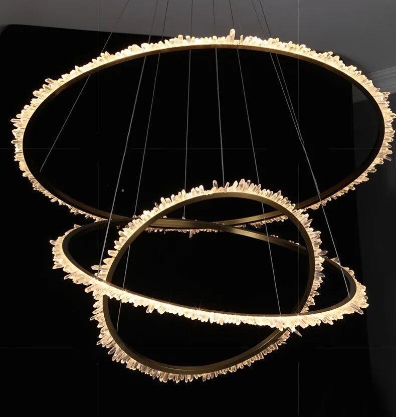 Quartz Leti multiple Round Chandlier by Bling Lighting Studio