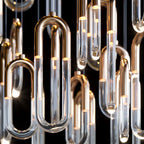 Gold Glass Loop Cluster Chandelier
