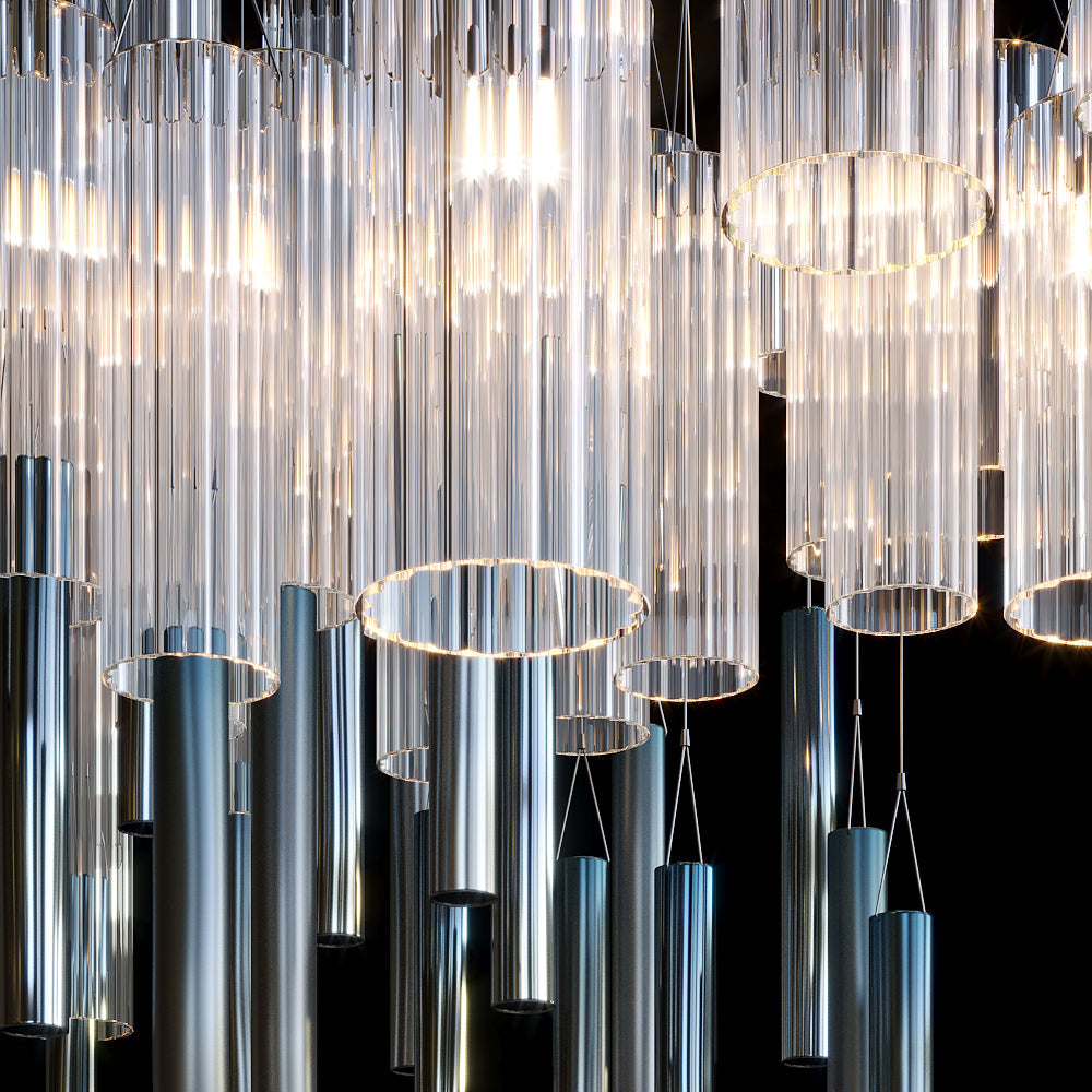 Frosted Tube Tower Chandelier