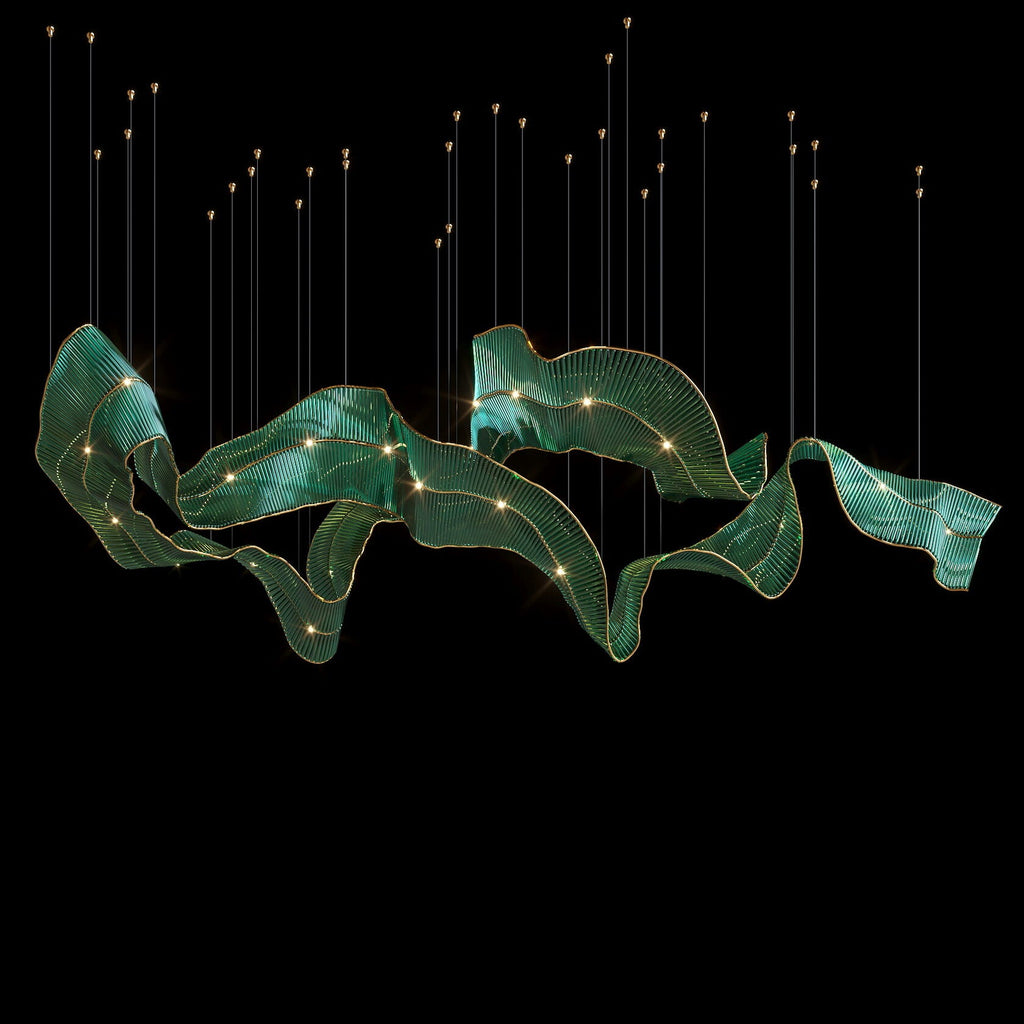 Green Ribbon Wave Chandelier