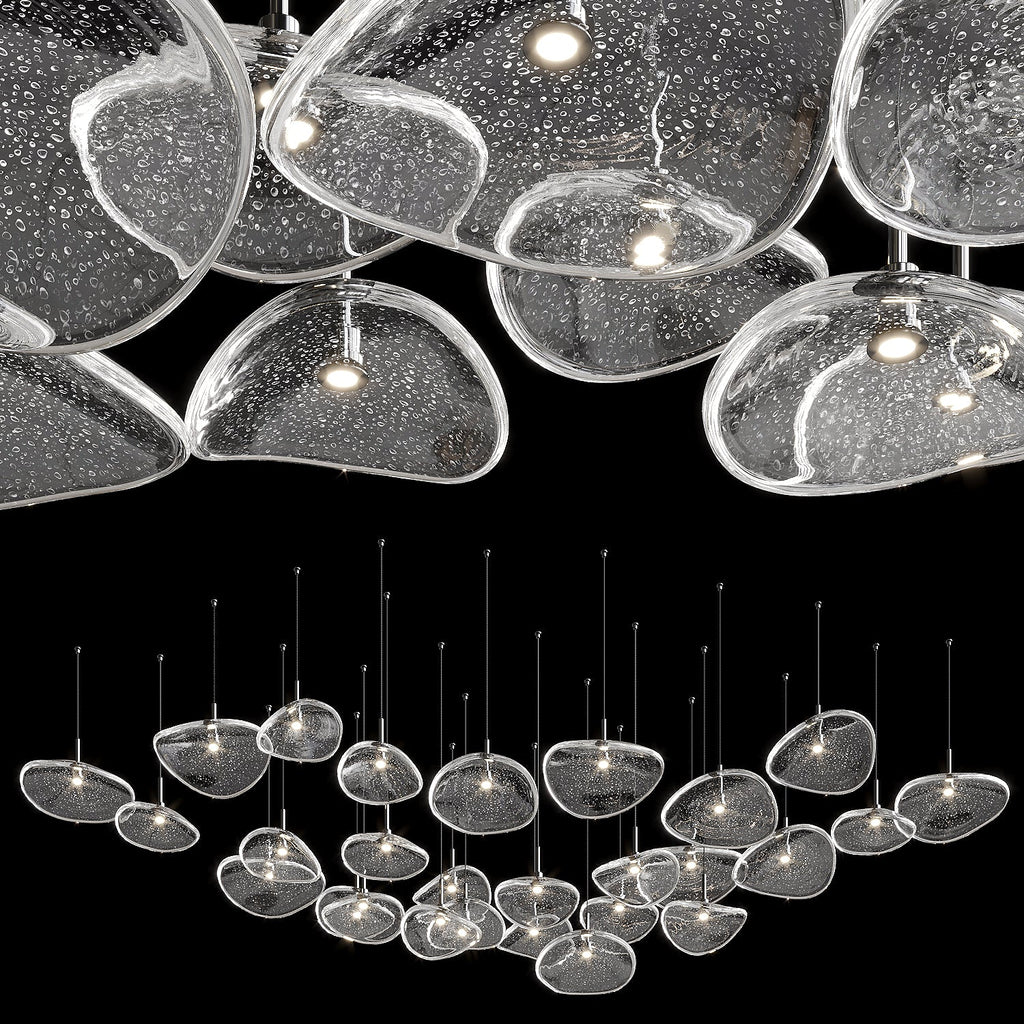 Bubble Glass Pebble Cascade Chandelier