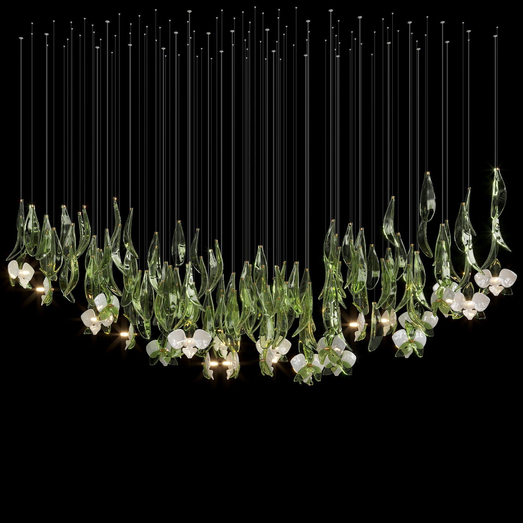 Green Orchid Cascade Chandelier