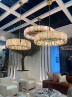 Modern Round Alabaster Chandelier for Living Room/Bedroom by Bling Lighting Studio