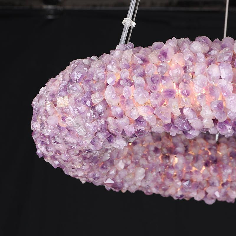 Tadeo Purple Rock Crystal Round Luxury Chandelier by Bling Lighting Studio