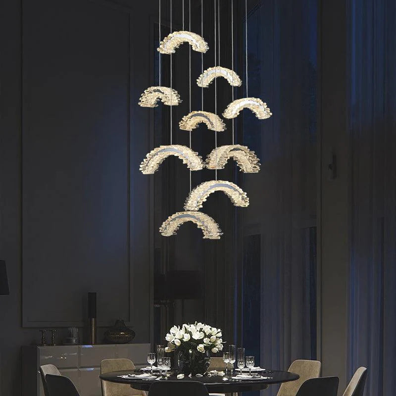 Rainbow Modern Rock Crystal Staircase Chandelier by Bling Lighting Studio