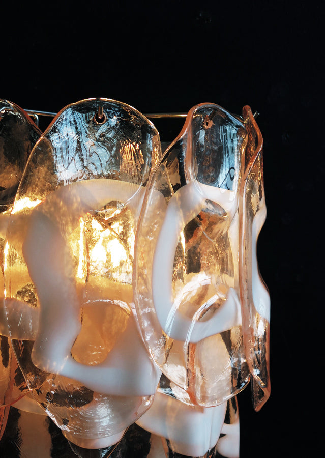 Murano Wall Lamp | 10 Pink Crostoli Glass | Set of 2