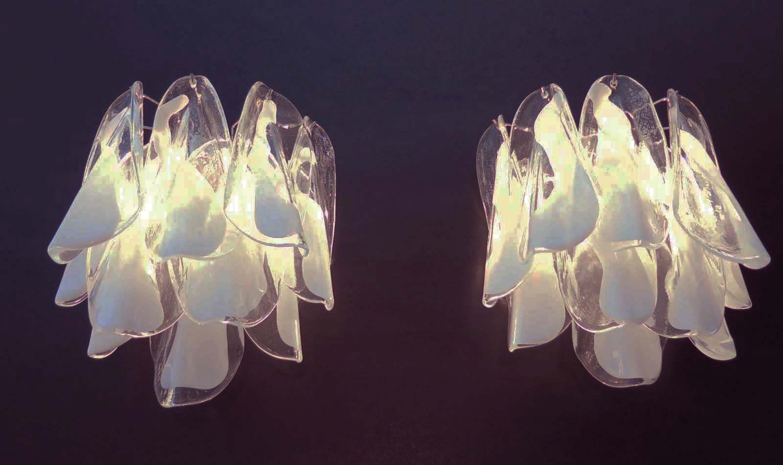 Murano Wall Lamp | 20 Clear White Rondini Glass | Set of 2