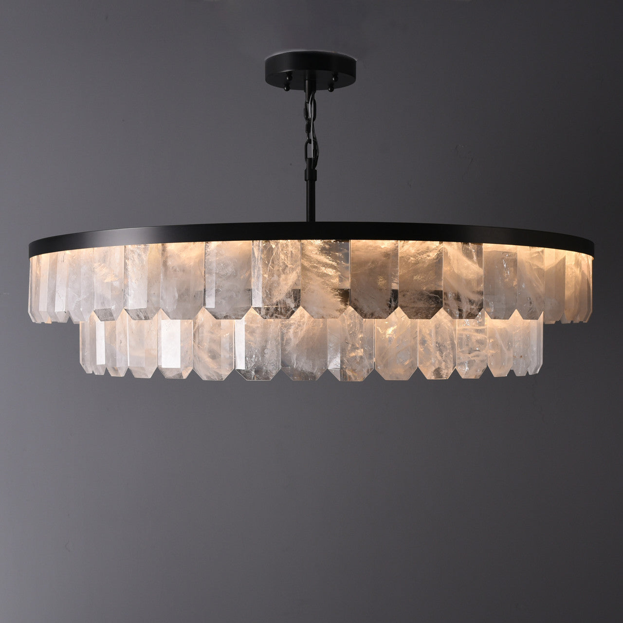 Rolantis Double Rock Crystal Chandelier by Bling Lighting Studio