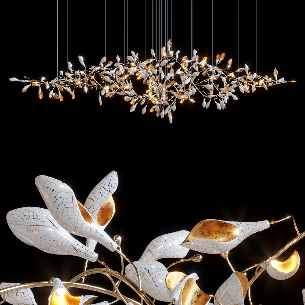 White Vine Blossom Chandelier