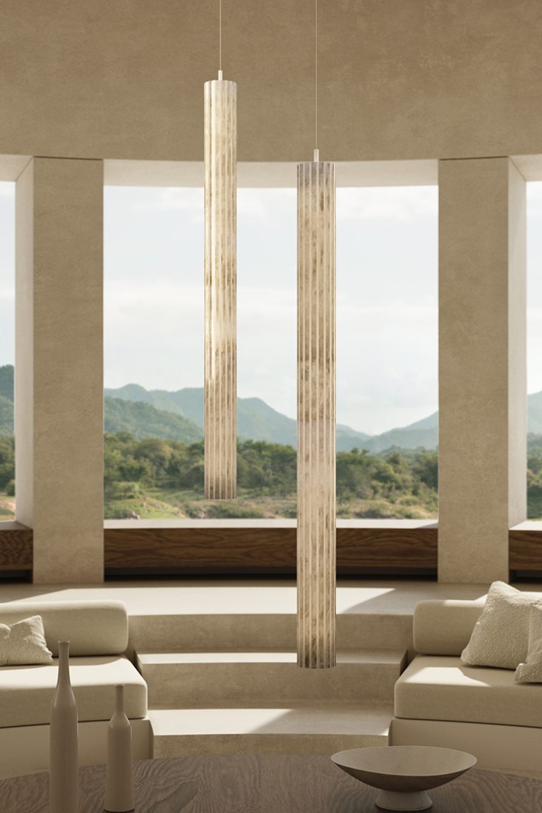 Vertical Roller Alabaster Pendant Light by Bling Lighting Studio