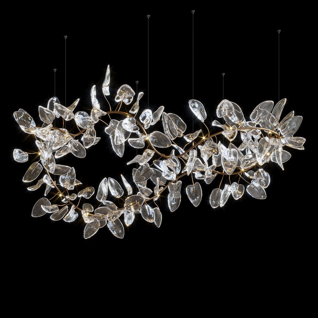 Aqua Glass Petal Branch Chandelier