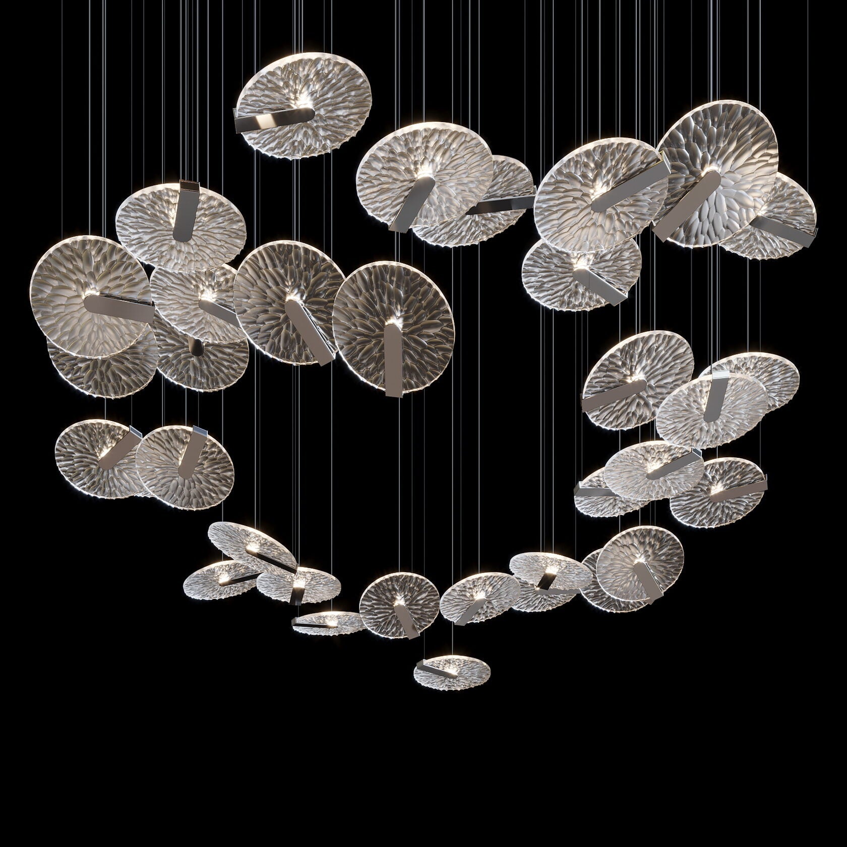 Silver Disc Halo Chandelier
