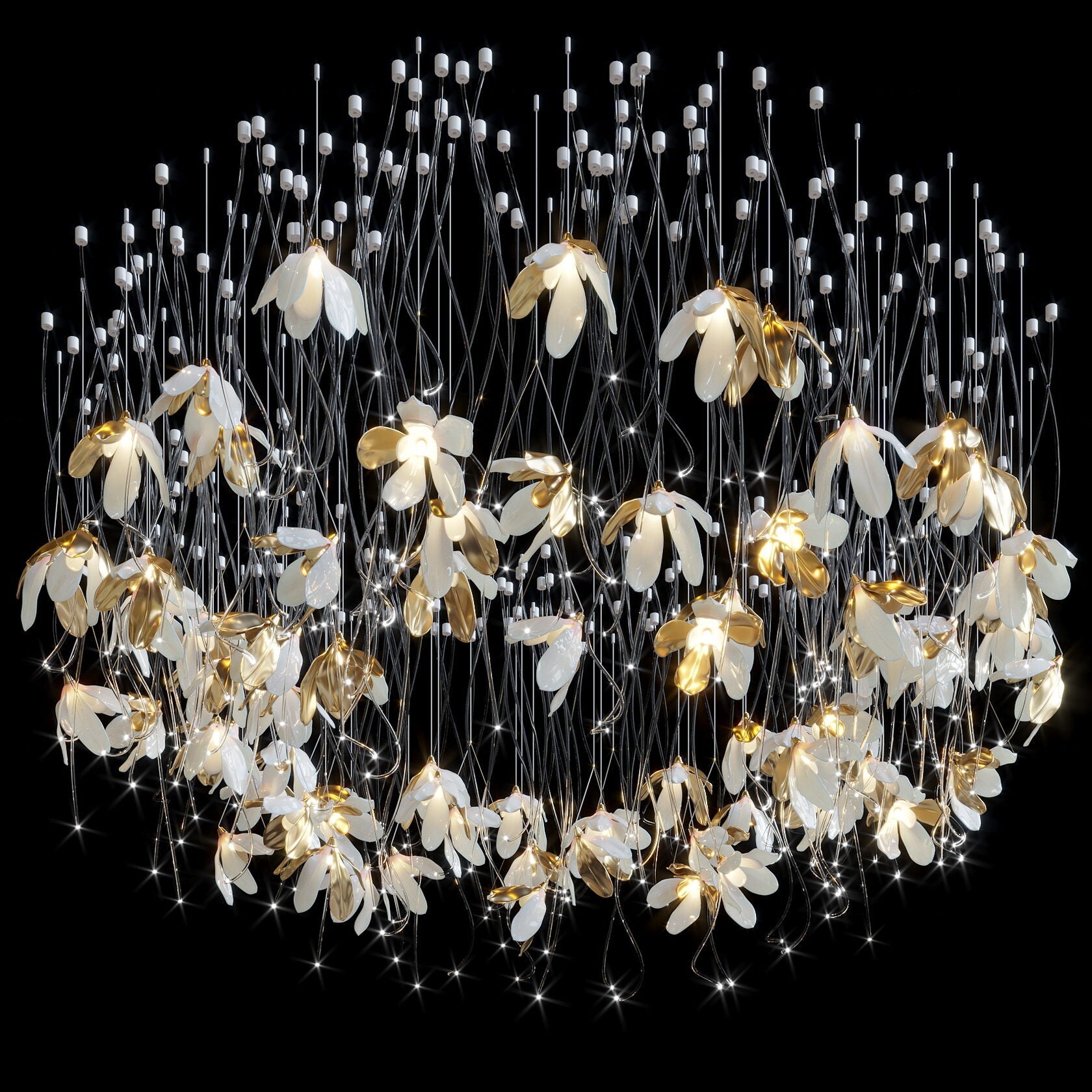 White Gold Daisy Field Chandelier