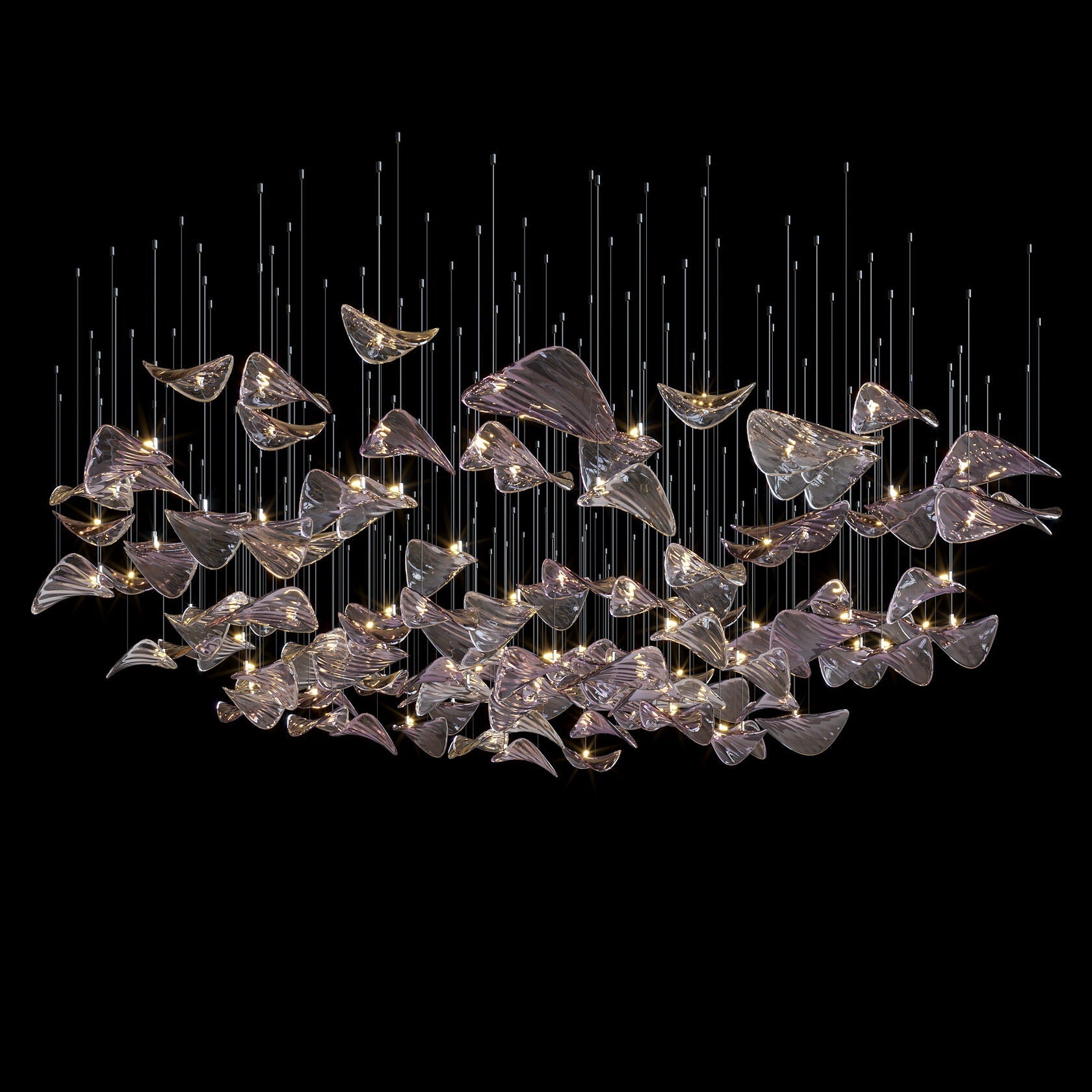 Smoke Manta Cluster Chandelier