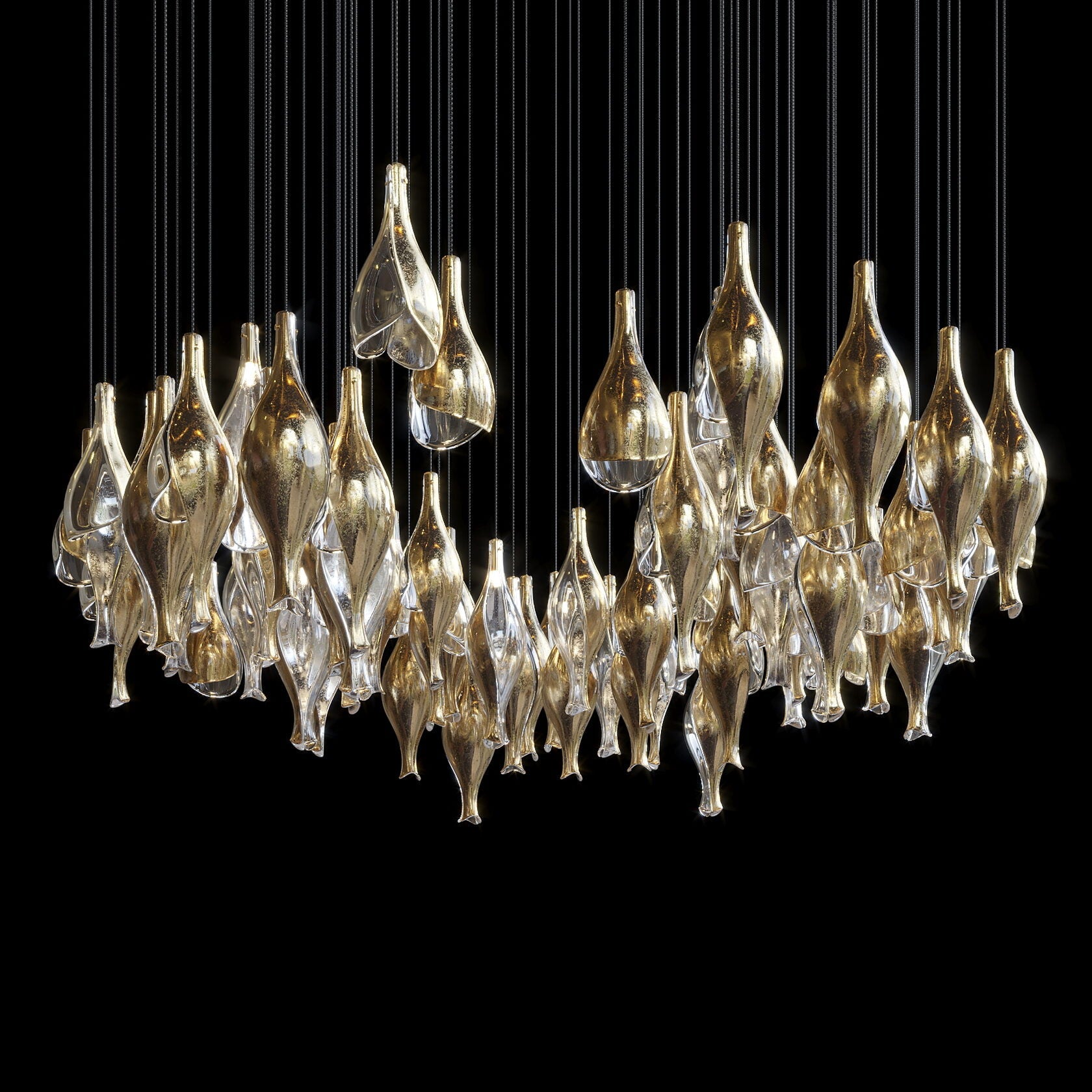 Silver Glass Pod Cascade Chandelier
