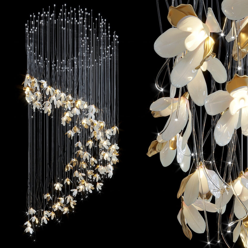 White Gold Daisy Field Chandelier