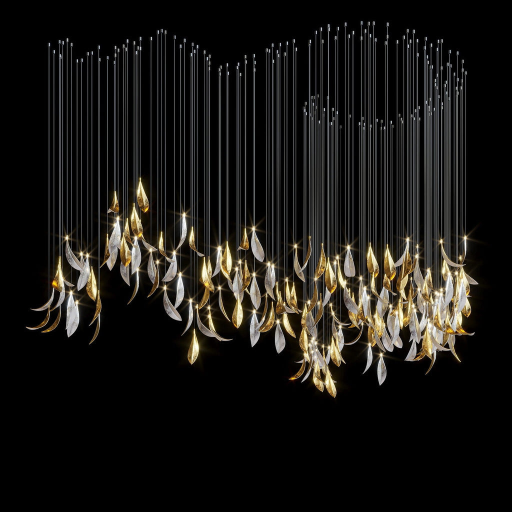Gold Silver Leaf Rain Chandelier