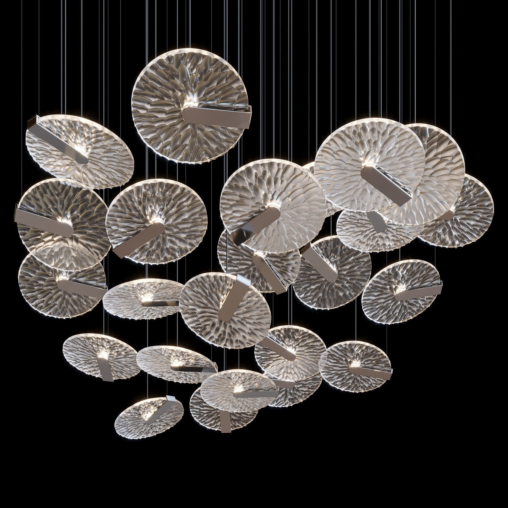 Silver Disc Halo Chandelier