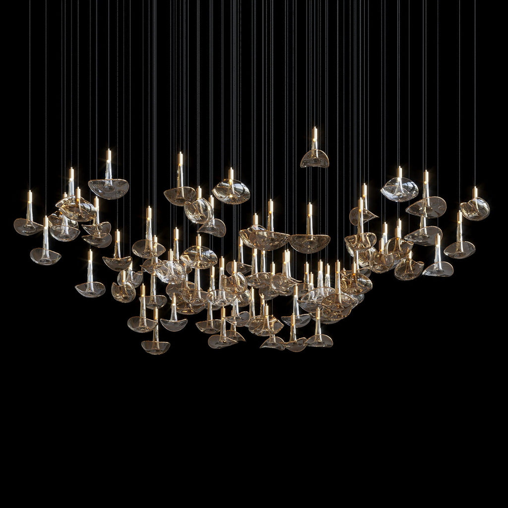 Smoke Glass Bell Cluster Chandelier