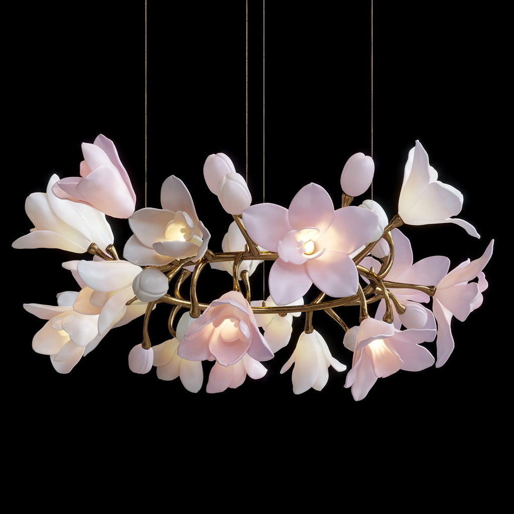 Blush Magnolia Branch Chandelier