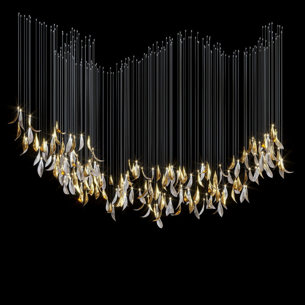 Gold Silver Leaf Rain Chandelier