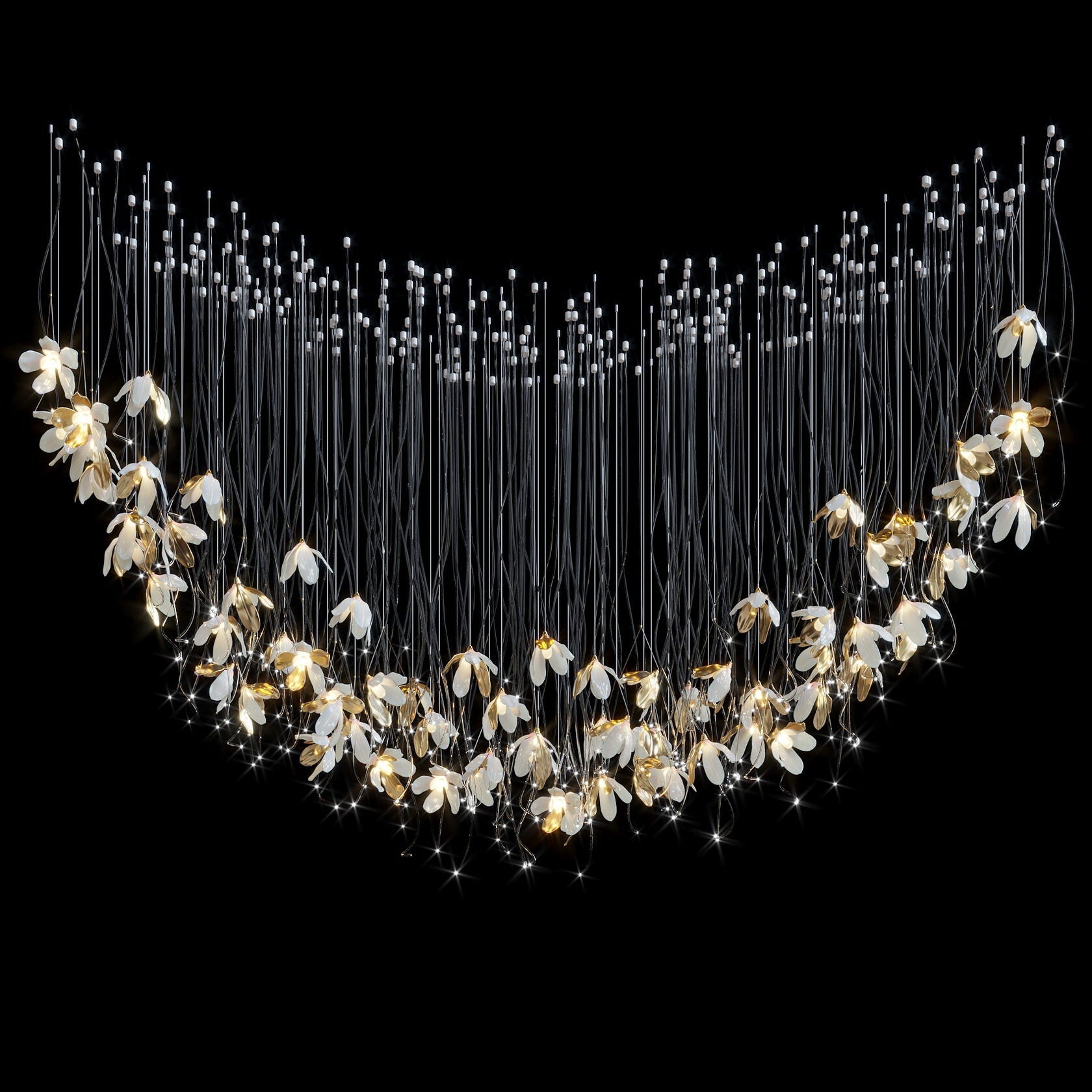 White Gold Daisy Field Chandelier