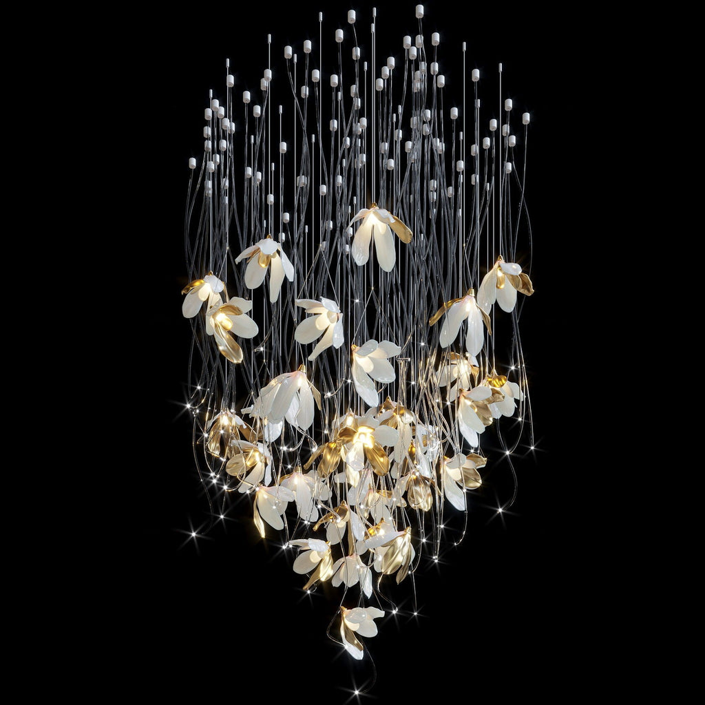 White Gold Daisy Field Chandelier