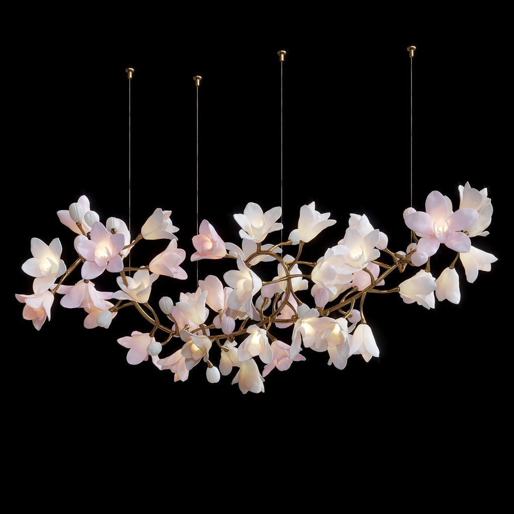 Blush Magnolia Branch Chandelier