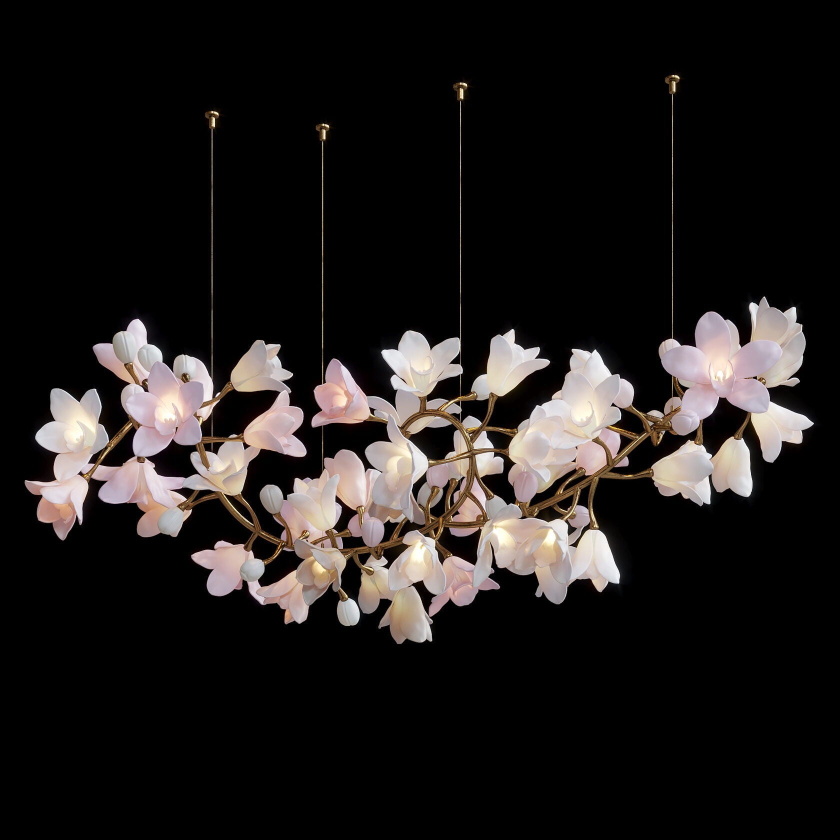 Blush Magnolia Branch Chandelier