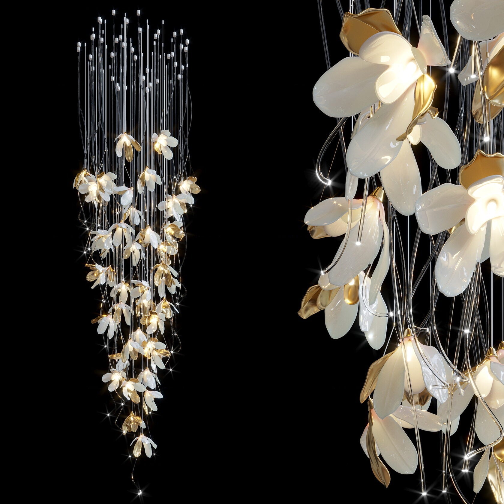 White Gold Daisy Field Chandelier