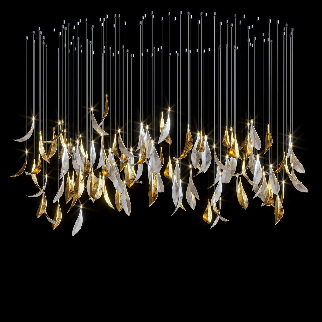 Gold Silver Leaf Rain Chandelier