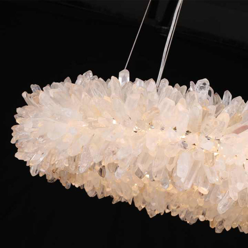 Premium 24-47 Inch Round Clear Geode Quartz Crystal Ring Pendant Light Modern Chandelier for Living Room product image