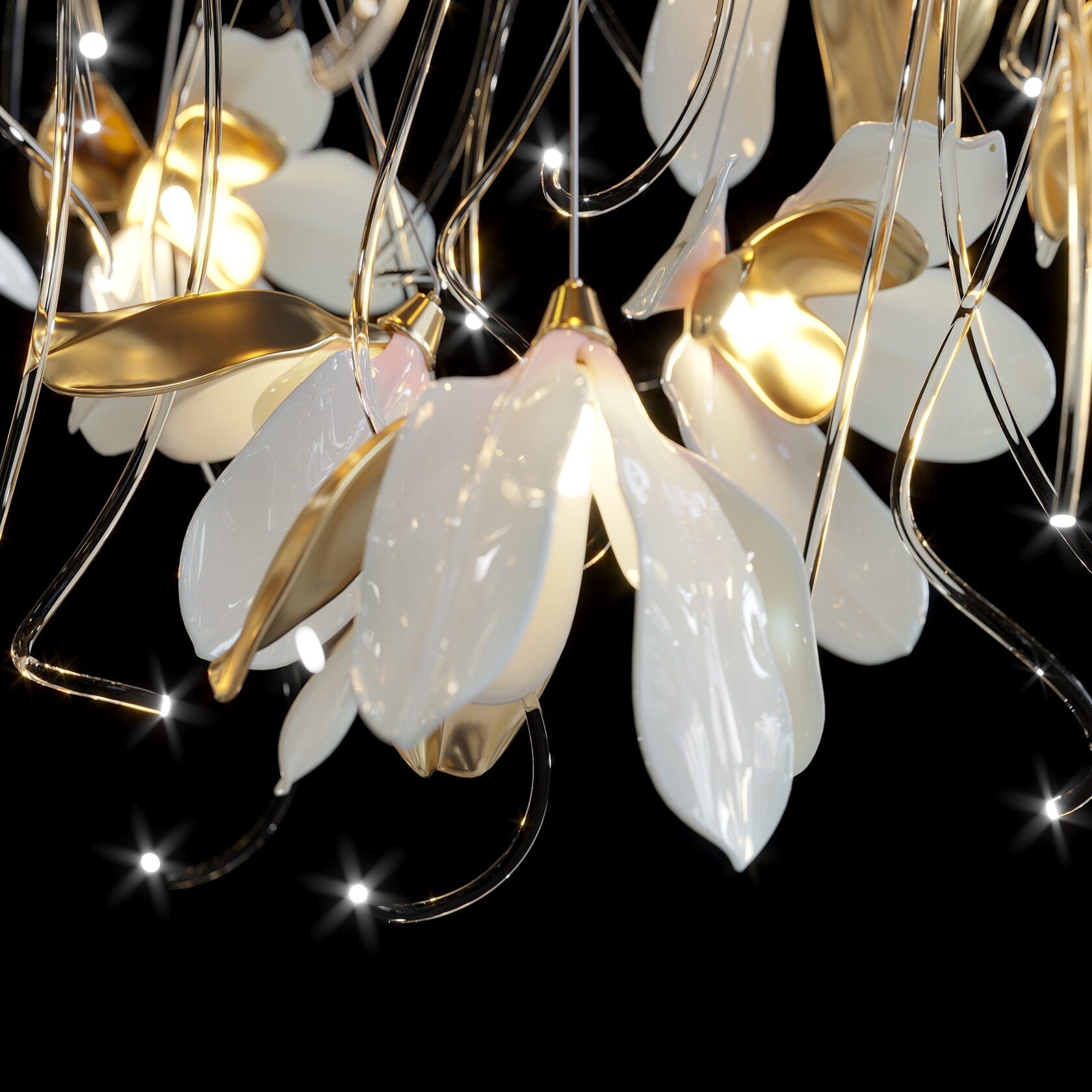 White Gold Daisy Field Chandelier