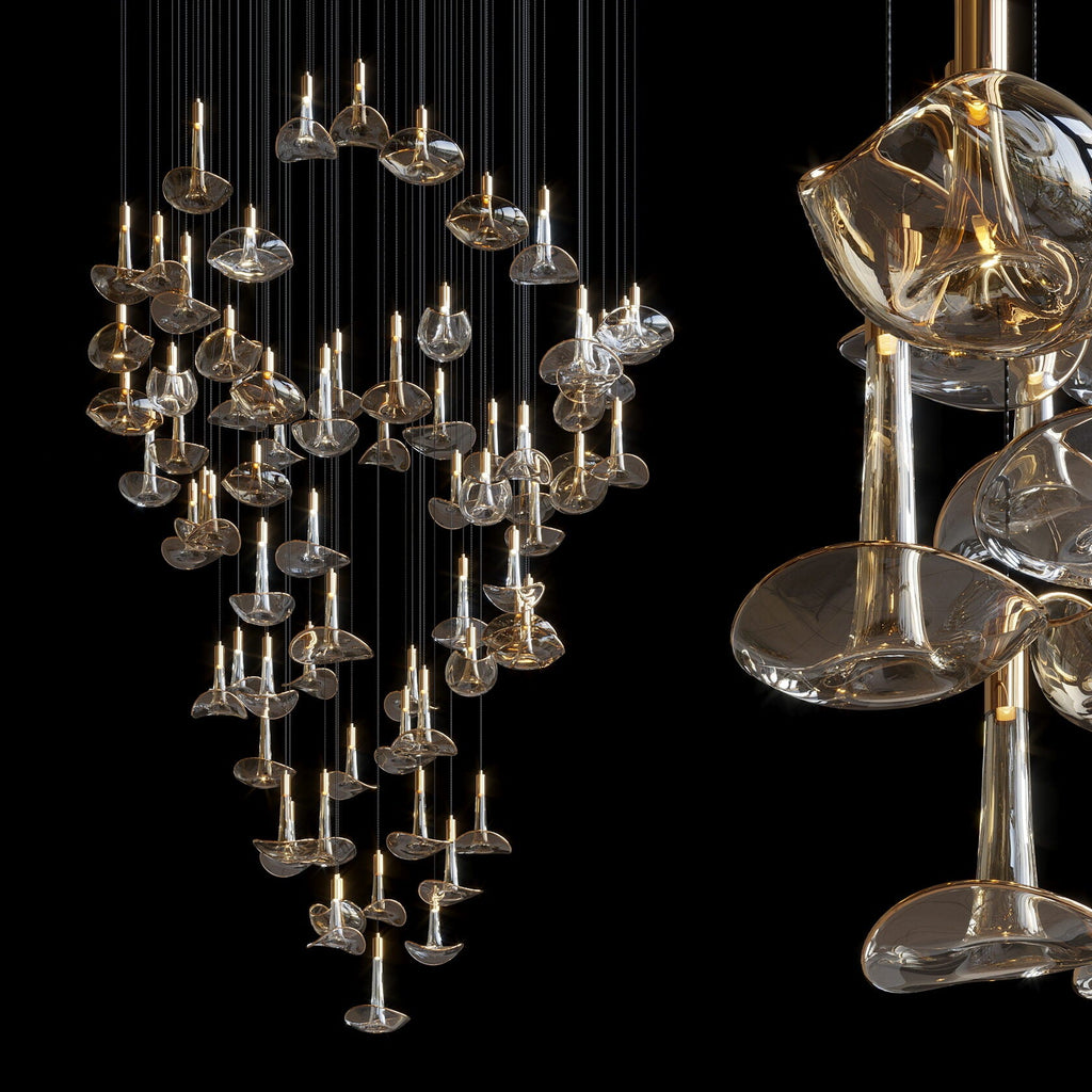 Smoke Glass Bell Cluster Chandelier