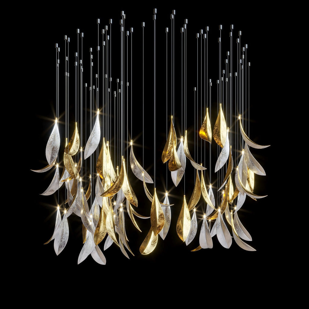 Gold Silver Leaf Rain Chandelier