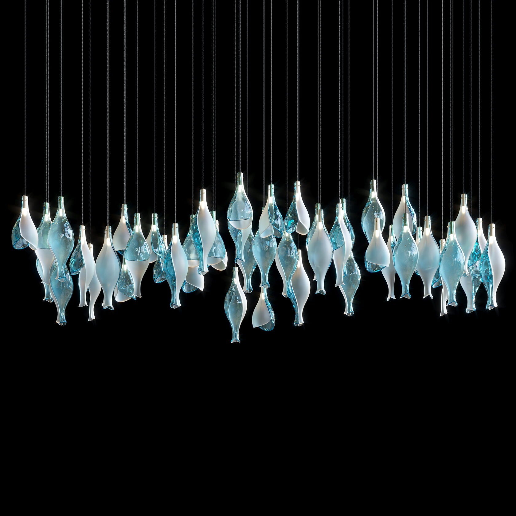 Aqua Glass Pod Cascade Chandelier