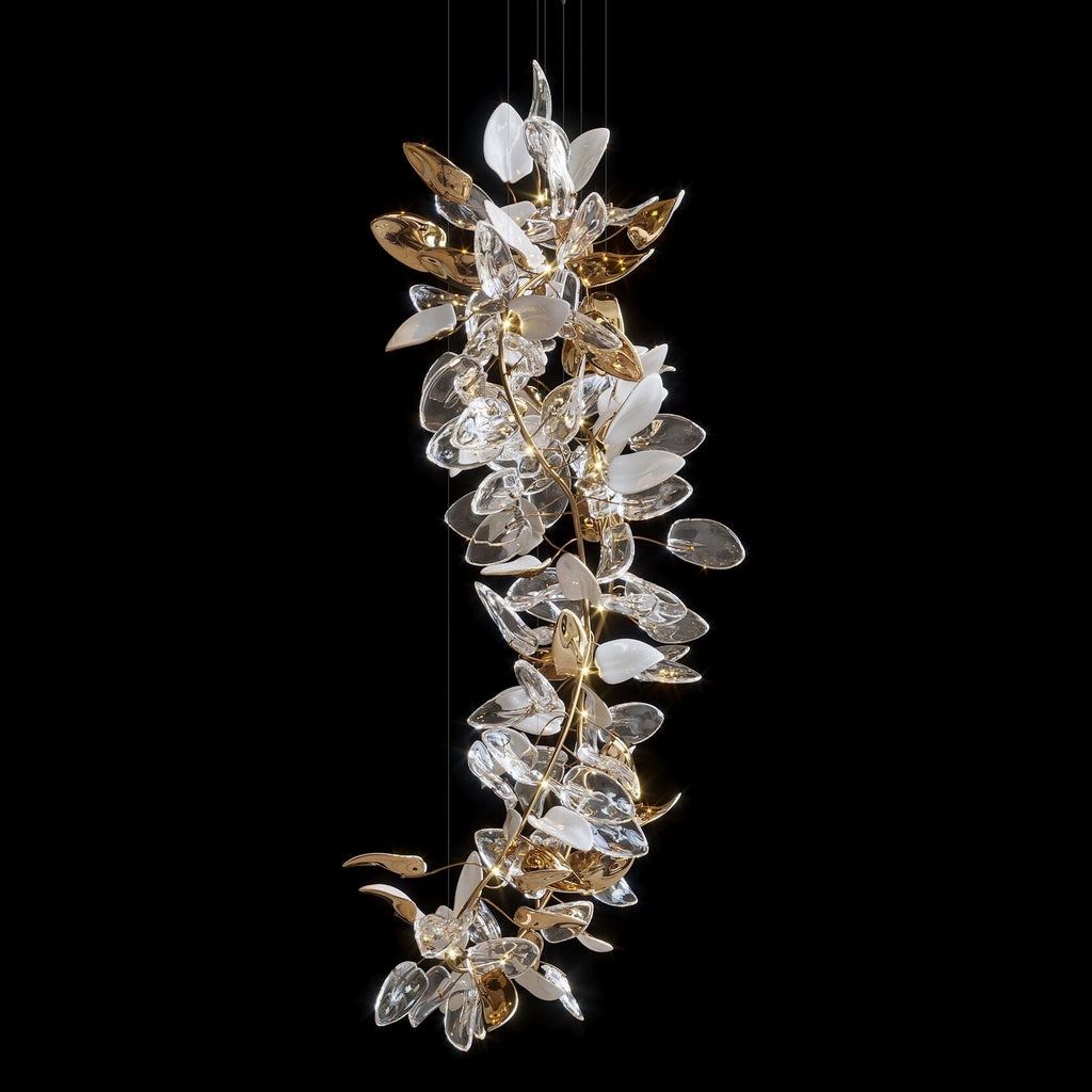 Aqua Glass Petal Branch Chandelier