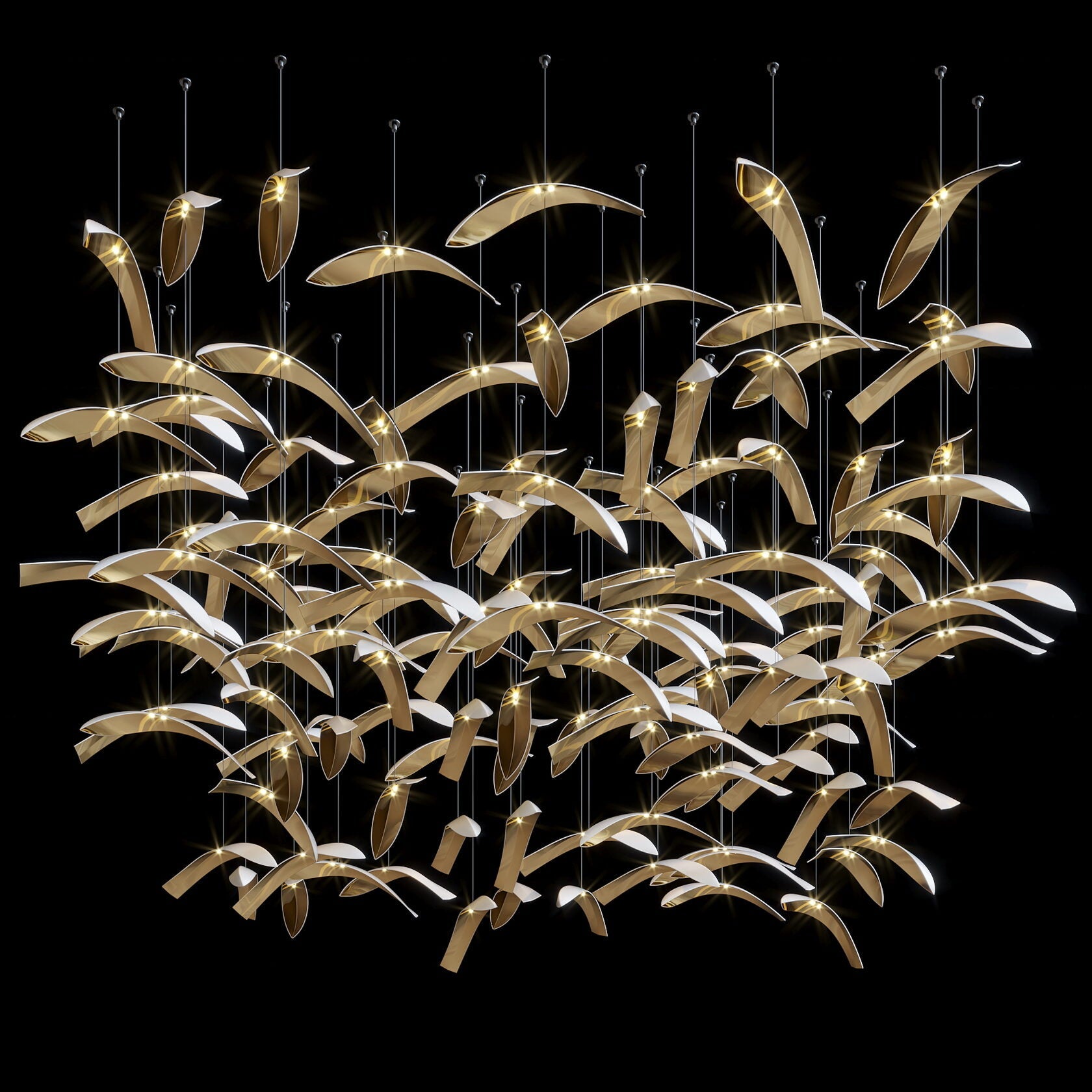 Gold Wing Flight Chandelier