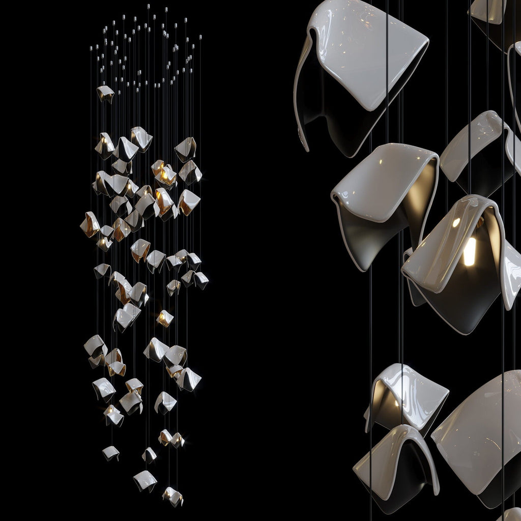 Aqua Faceted Ribbon Chandelier
