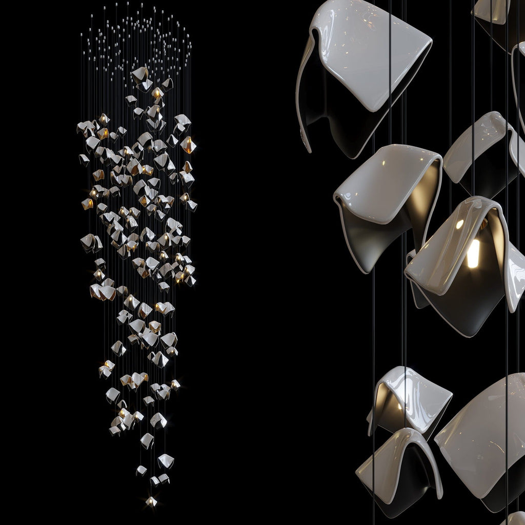 Aqua Faceted Ribbon Chandelier