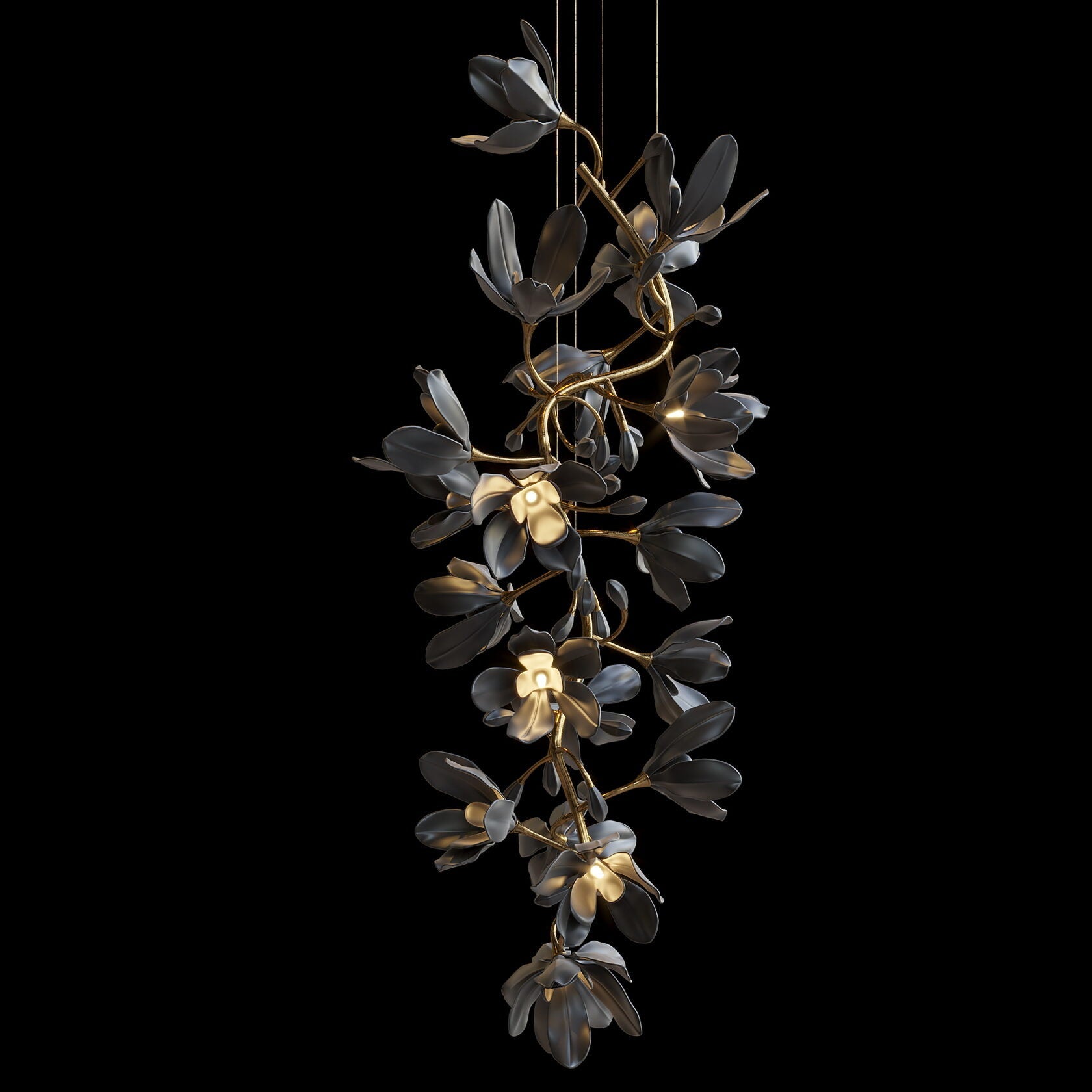 Black Magnolia Branch Chandelier